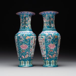 A pair of Chinese Canton enamel vases with narrative design, 19th C. — photo 2