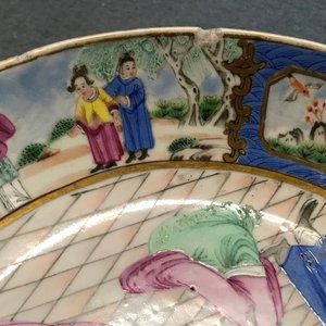 A pair of Chinese Canton famille rose cups and saucers inscribed for Van Speyk and dated 1831 — photo 32