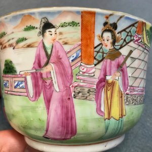 A pair of Chinese Canton famille rose cups and saucers inscribed for Van Speyk and dated 1831 — photo 41