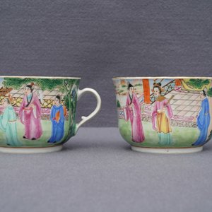 A pair of Chinese Canton famille rose cups and saucers inscribed for Van Speyk and dated 1831 — photo 47