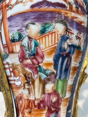 A pair of Chinese Canton famille rose 'mandarin subject' vases with gilt bronze mounts, Qianlong — foto 13