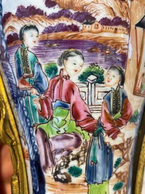 A pair of Chinese Canton famille rose 'mandarin subject' vases with gilt bronze mounts, Qianlong — foto 7
