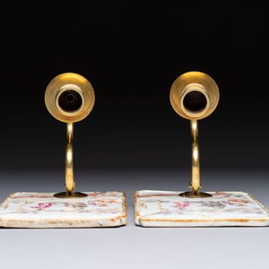 A pair of Chinese Canton famille rose 'Mandarin Subject' wall sconces, Qianlong — photo 6