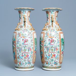 A pair of Chinese Canton famille rose vases, 19th C. — 照片 2