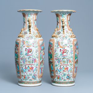 A pair of Chinese Canton famille rose vases, 19th C. — 照片 4