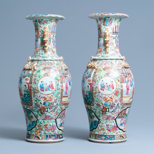 A pair of Chinese Canton famille rose vases, 19th C. — 照片 2