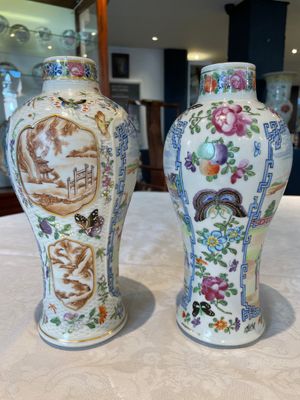 A pair of Chinese Canton famille rose vases and a pair of Dehua blanc de Chine drum-shaped covered jars, 19th C. — foto 4