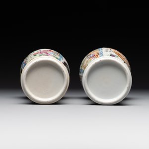 A pair of Chinese Canton famille rose vases and a pair of Dehua blanc de Chine drum-shaped covered jars, 19th C. — foto 4