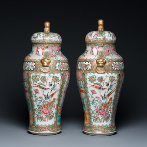 A pair of Chinese Canton famille rose vases and covers, 19th C. — photo 4