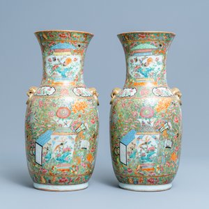 A pair of Chinese Canton famille rose vases with antiquities, 19th C. — 照片 3