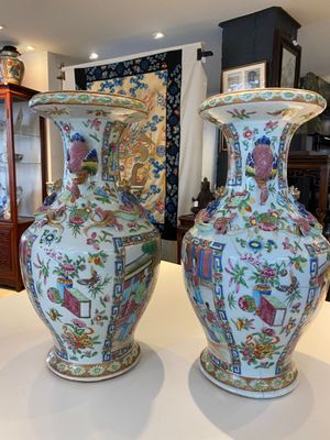 A pair of Chinese Canton famille rose vases with duck-shaped handles, 19th C. — 照片 2