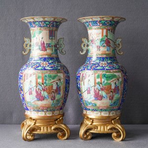 A pair of Chinese Canton famille rose vases with gilt bronze mounts, 19th C. — 照片 9