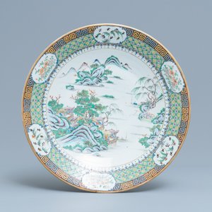 A pair of Chinese Canton famille verte dishes with fine landscapes, 19th C. — photo 3