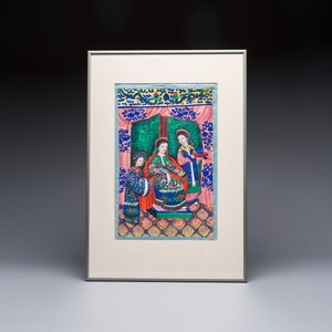 A pair of Chinese Canton pith paper paintings, 19th C. — 照片 2