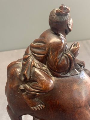 A pair of Chinese carved bamboo groups of a boy riding a buffalo, 19/20th C. — photo 11