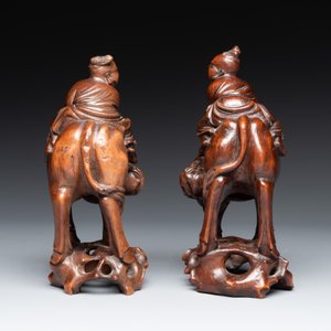 A pair of Chinese carved bamboo groups of a boy riding a buffalo, 19/20th C. — photo 4