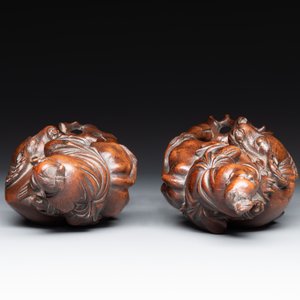 A pair of Chinese carved bamboo groups of a boy riding a buffalo, 19/20th C. — photo 5