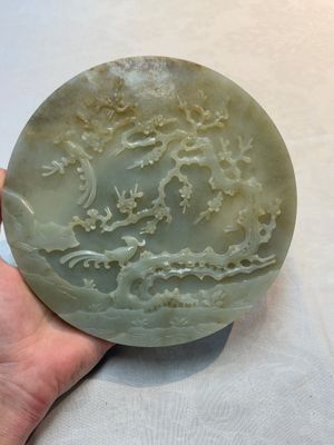 A pair of Chinese carved jade ‘elephant’ plaques on wooden stands, 19th C. — photo 21