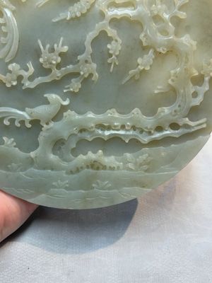 A pair of Chinese carved jade ‘elephant’ plaques on wooden stands, 19th C. — photo 25