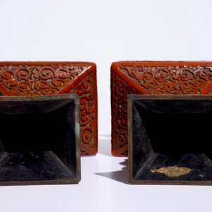 A pair of Chinese cinnabar lacquer vases, 19th C. — photo 7