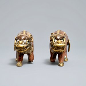 乾隆 景泰蓝麒麟铜像 一对 — 照片 3
