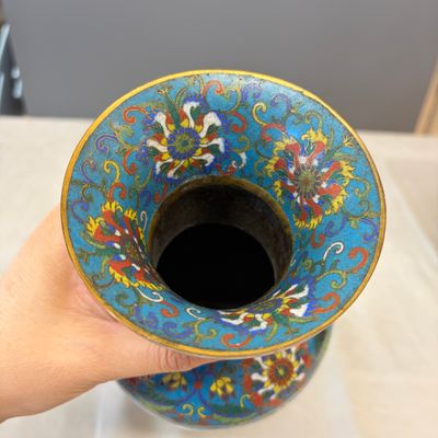A pair of Chinese cloisonné 'Birds Among Flowering Branches' vases — photo 6