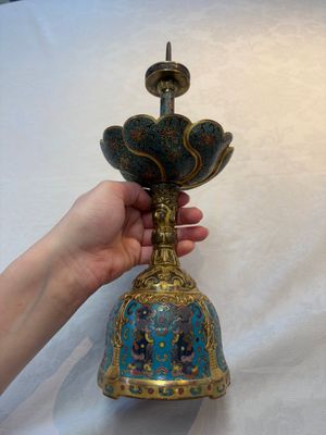 A pair of Chinese cloisonné candle holders, 19th C. — 照片 12