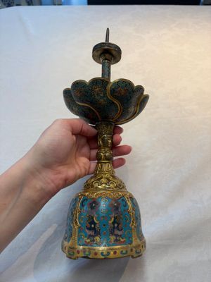 A pair of Chinese cloisonné candle holders, 19th C. — 照片 13