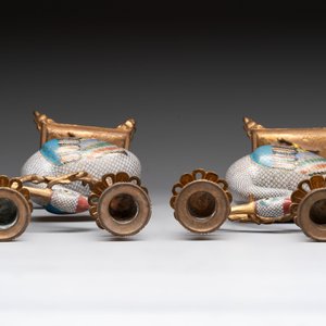 A pair of Chinese cloisonné cranes, later mounted as candelabras, 19th C. — photo 6