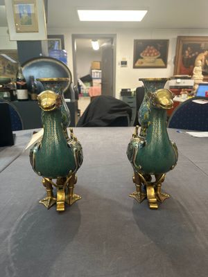 A pair of Chinese cloisonné duck-form vases, 19/20th C. — foto 2