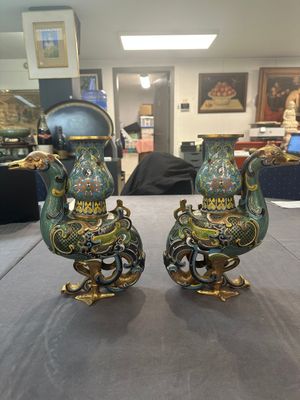 A pair of Chinese cloisonné duck-form vases, 19/20th C. — foto 3