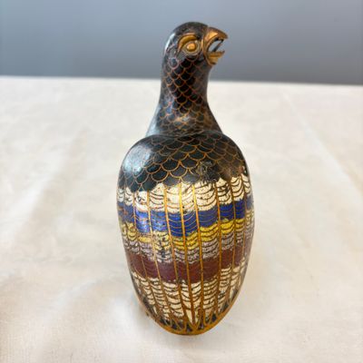 A pair of Chinese cloisonné enamel quail-form incense burners and covers — foto 5