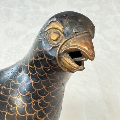A pair of Chinese cloisonné enamel quail-form incense burners and covers — foto 6