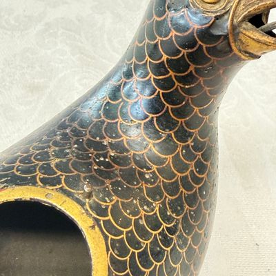 A pair of Chinese cloisonné enamel quail-form incense burners and covers — foto 8