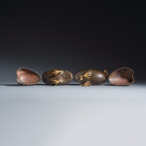 A pair of Chinese cloisonné enamel quail-form incense burners and covers — foto 7