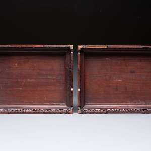A pair of Chinese cloisonné 'Fangding' censers and covers with Taotie design on carved wooden stands, 19th C. — photo 11