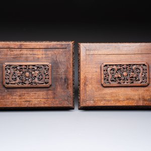 A pair of Chinese cloisonné 'Fangding' censers and covers with Taotie design on carved wooden stands, 19th C. — photo 10