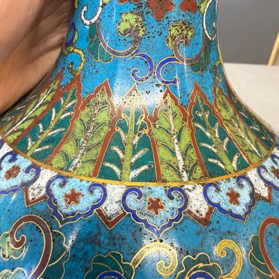 A pair of Chinese cloisonné 'Lotus Scroll' bottle vases — photo 7