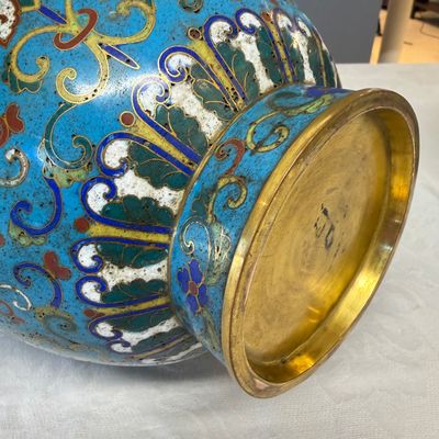 A pair of Chinese cloisonné 'Lotus Scroll' bottle vases — photo 14