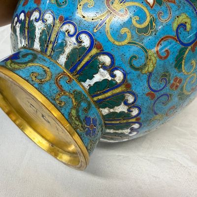 A pair of Chinese cloisonné 'Lotus Scroll' bottle vases — photo 15