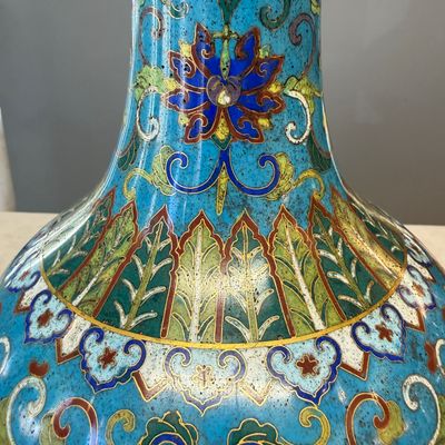 A pair of Chinese cloisonné 'Lotus Scroll' bottle vases — photo 19
