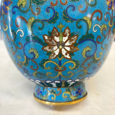 A pair of Chinese cloisonné 'Lotus Scroll' bottle vases — photo 21