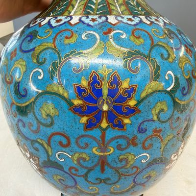 A pair of Chinese cloisonné 'Lotus Scroll' bottle vases — photo 22