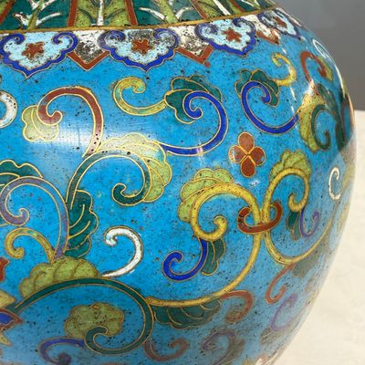 A pair of Chinese cloisonné 'Lotus Scroll' bottle vases — photo 24