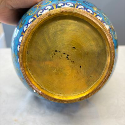 A pair of Chinese cloisonné 'Lotus Scroll' bottle vases — photo 26