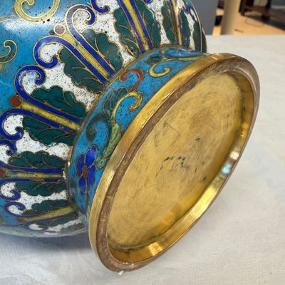 A pair of Chinese cloisonné 'Lotus Scroll' bottle vases — photo 27