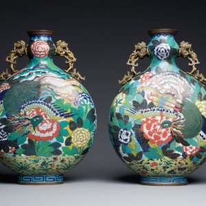 A pair of Chinese cloisonné moon flask vases, 'bianhu', Jiaqing — 照片 2