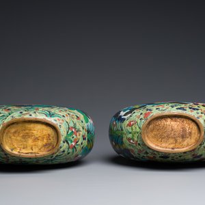 A pair of Chinese cloisonné moon flask vases, 'bianhu', Jiaqing — 照片 7
