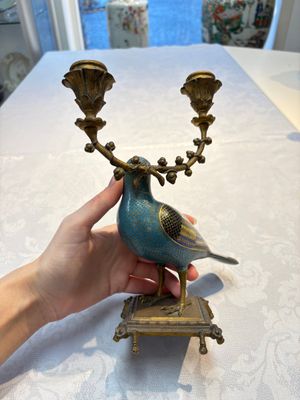 A pair of Chinese cloisonné pigeons mounted as candelabras, 19th C. — photo 14
