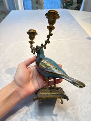 A pair of Chinese cloisonné pigeons mounted as candelabras, 19th C. — photo 15